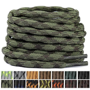 Stepace Round Boot Laces (2 Pairs) 4.5 mm Heavy Duty Thick Replacement Shoelaces for Work,Walking,Hiking,Hunting Dark brown Army green-160