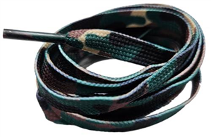 Fat-catz-copy-catz 1x Pair Unisex Army Green Camouflage Camo Print Flat Shoe, Sneaker, Trainer Fashion Laces - 120cm Length 0.8cm Width