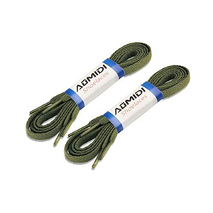 AOMIDI Flat Shoelaces (2 Pairs) - For sneakers and converse shoelaces replacements (114 cm, Army Green)