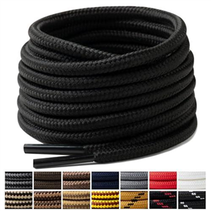 Handshop 2 Pairs Round Boots Shoe laces 4 mm Heavy Duty and Durable Hiking Work Boots Shoe Laces Black 160cm