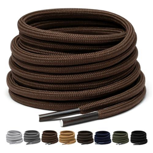 Puzeam Work Boot Laces 2 Pairs 4mm Round Heavy Duty Shoes Laces for Outdoor Hiking Boots,Strong Shoelaces for Trainers Brown 120