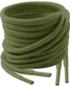 Lacestar Round Boots Shoelace, 4mm Diameter Outdoor Work & Hiking Boots Shoe Laces, Premium Round Shoelaces for Trainers Shoes (Khaki Green 120cm)