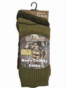 3 Pairs Men’s Chunky Military Army Cushion Socks - Warm Winter Thick Cotton Blend Thermal Walking Patrol Hiking Boots Socks UK Size 6-11