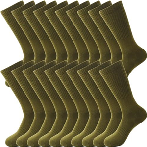 Skyebed 10 Pairs Men Green Army Socks Warm Military Crew Socks Army Socks for Adult Running Play Outdoor Sports