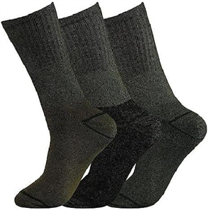 reshmena® 3 Men's Military Socks Army Thermal Hiking Boots Walking Patrol Combat Boots warm Cotton Rich Socks Size 6-11 Green (Khaki)