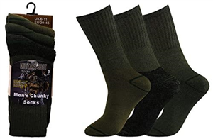 ZRWASKA® Mens Chunky Socks Military Army Combat Patrol Thermal Sock Hiking Walking Hunting Boots Work warm Thick Size UK 6-11 (3 Pairs Pack)