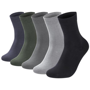 Simpeak 5 Pairs 6-11 UK Men's Work Socks Cotton Multipack, Comfortable & Breathable Mid-Calf Socks (Black/Gray/Military green/Blue-gray/Iron gray)