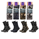 KAV 7-11 UK Size Mens Camouflage Socks 4 Pack - Soft Grip and Comfortable Fit Reinforced - Cushioned Camo for Outdoor Sport Jungle Hiking Army Green Clothes, Multicolour