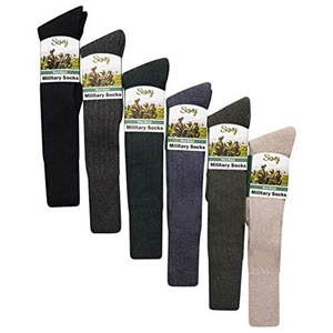 6 Pack Mens Military Socks - 6 Asst Colours
