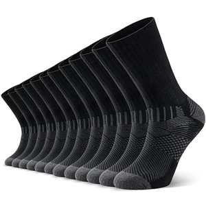 TIBISI Mens Socks Cushion Wicking Breathable Comfortable Crew Socks Outdoor Multipack Hiking Trekking Walking Athletic Work Socks 6 Pairs