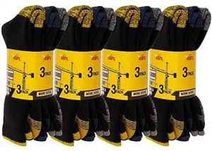ASRL 12 Pairs-Men's Work Socks Heavy Duty Black Heel hiking walking and Toe Re-inforced Fully Cushioned Thick Socks Men-Size UK 6-11