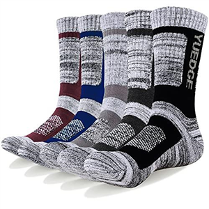 YUEDGE Men's 5 Pairs Athletic Socks Breathable Cushion Comfortable Casual Crew Socks Performance Multi Wicking Workout Sports Socks for Outdoor Walking Trekking Climbing Camping Hiking