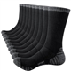 SockWaddles Men's Cushioned Sport Socks - Anti Blister, Wicking, Breathable Cotton - Unisex Crew Padded Athletic Socks for Walking, Hiking, Work, Running, Trainer, Gym, Outdoor - 5 Pairs Black 9-11