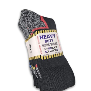 Mr. Gadget Solution® Heavy Duty Work Socks 3 Pairs of Men’s Robust Steel Toe Boot Sock Extra Thick with Enhanced Padding for Comfort UK 6-11