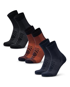 DANISH ENDURANCE Walking Socks Merino Wool Lightweight, Hiking Socks, for Men & Women, Unisex, 3 Pack, Multicolor (1x Navy/Orange, 1x Black, 1x Navy), 9-12