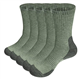 YUEDGE Mens Cushioned Training Athletic Sports Hiking Walking Socks For Men Size 9-12, Sweat Wicking Anti Blister Army Green Crew Casual Everyday Work Socks, Multipack, 5 Pairs