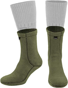 Military Warm Liners Boot Socks - Outdoor Tactical Hiking Sport - Polartec Fleece Winter Socks (X-Large, Green Khaki)