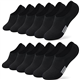 6 Pairs Invisible Ankle Trainer Socks Womens, Black No Show Low Cut Casual Socks, Non Slip Cushioned Socks for Ladies and Girls Sneaker Canvas Shoes 3-5