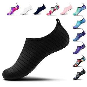 Steppli Water Shoes Beach Swim Aqua Wet Socks Yoga Quick-Dry Breathable Weitsuit Non Slip Lightweight Shoes for Men Women Black EU36/37=UK3/4