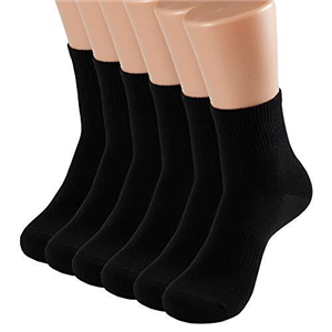 Men and Women Crew Socks 3-Pairs Combed Cotton Athletic Sports Casual Classic Black Socks UK Shoe Size(Girl:4-7,Boy:6-9）