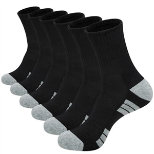 6 Pairs Men and Women Socks, Walking Black Socks Women, Breathable Cotton Crew Athletic Socks for Outdoor Hiking Trainer Running