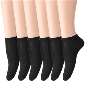 6 Pairs Trainer Socks Women's 4-7 Black Crew Non-Slip Ladies Sport Cotton Running Ankle Lowcut Athletic Short Socks for Any Sports Homeworkout Everyday