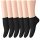 6 Pairs Trainer Socks Women's 4-7 Black Crew Non-Slip Ladies Sport Cotton Running Ankle Lowcut Athletic Short Socks for Any Sports Homeworkout Everyday