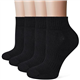 Stoeury Trainer Ankle Socks Women, Cushioned Quarter Running Socks, Anti Blister Ladies Walking Sports Sock, Breathable Cotton Casual Athletic Gym Sock 4 Pairs, Black 6-8