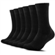 TUUHAW Mens Sports Socks, 6 Pairs Cushioned Anti Blister Wicking Breathable Hiking Socks, Crew Performance Athletic Socks for Work Running Walking Cycling Trekking Trainer Outdoor Black 6-9