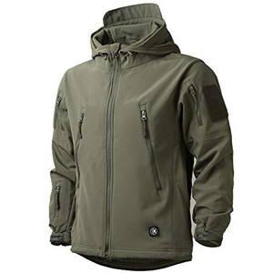 MakingDa Mens Waterproof Jackets Winter Casual Sweatshirt Coat Softshell Fleece Warm Lined Multi Zipper Pockets Loose Light Running Jackets Tactical Military Climbing Cardigan（Green，XXL）