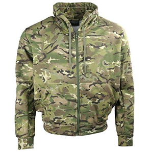 Kombat UK Men Camo Hoodie - Full Zip - BTP (British Terrain Pattern), Medium
