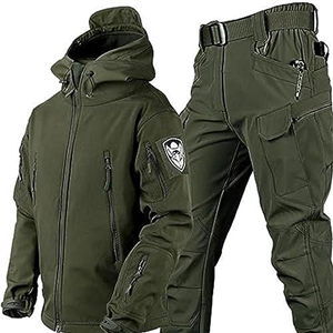 WENNEWU Military Soft Shell Suits, Men's Tactical Jacket And Pant, Waterproof Army Combat Suit Sets, Waterproof Camo Uniforme,Green,XL