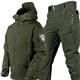 WENNEWU Military Soft Shell Suits, Men's Tactical Jacket And Pant, Waterproof Army Combat Suit Sets, Waterproof Camo Uniforme,Green,XL