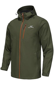 NORDIC OUTLAND Mens Lightweight Hooded Waterproof Rain Jacket Breathable Raincoat Shell for Outdoor Mountain Hiking, Army Green, XXL