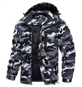 TACVASEN Men's Jacket Waterproof Camo Jacket Fleece Casual Winter Jacket