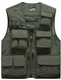 Sukany Men's Leisure Outdoor Work Safari Fishing Travel Cargo Vest Jacket Photo Mesh Waistcoat Multi Pockets Army Green L