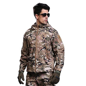 Kelmon Men's Softshell Jacket Warm Fleece Waterproof Military Tactical Jacket Outdoor Windproof Functional Jacket with Multiple Pockets Hood Jackets Hunting Hiking