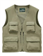 Sukany Men's Safari Utility Fishing Vest Work Travel Cargo Gilet Tool Military Tactical Shooting Waistcoat Outdoor Clothing Multi Pocket Jacket Fisherman Costume Khaki M
