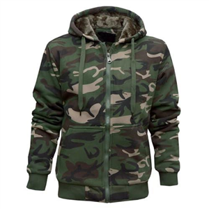 GEORGIO PEVIANI Mens Camouflage Hoodie Fur Lined Full Zip Men's Army Camo Hooded Winter Jacket (UK, Alpha, L, Regular, Regular, Green)