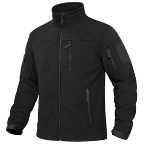 KEFITEVD Men's Fleece Jackets Winter Windproof Tactical Jacket Warm Multi Pockets Work Coats Black, L