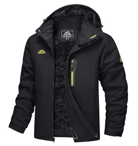 TACVASEN Military Jacket Mens Winter Fleece Jacket Outdoor Tactical Hooded Jacket Warm Ski Hoodies, L, Black