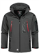 Geographical Norway Techno Men - Men's Waterproof Softshell Hooded Jacket - Comfortable Outdoor Jacket Tactical Windbreaker - Hiking Skiing Autumn Winter Spring (Dark grey-red L)