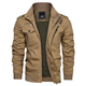 KEFITEVD Men's Pocket Jackets Outdoor Military Bomber Tactical Jacket Trucker Windbreaker Cargo Coat Khaki(Size:L)