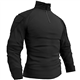 Memoryee Men's Military Tactical Army Combat Long Sleeve Shirt Slim Fit Camo T-Shirt with 1/4 Zipper and Pockets/Black/M