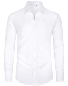 J.VER Men's White Long Sleeve Shirts 4-Way Stretch Wrinkle Free Formal Dress Shirt Business Casual Wedding Work Button Down Shirts with Pocket L