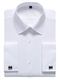 siliteelon Mens White Double Cuff Shirt, Cufflinks Shirt for Men Dress Formal Shirts,French Cuff Men's Long Sleeve Work Wedding Evening