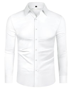 DEMEANOR 4-Way Stretch Mens Shirts Long Sleeve Muscle Fit Formal Dress Shirts for Men Non Iron Casual Shirts Business Wedding Work