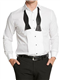 Double TWO Men's Tuxedo/Dress Shirt Pleated Front Formal Double Cuff Evening Shirt White