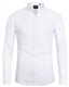 J.VER Mens White Grandad Collar Dress Shirt Regular Fit Long Sleeve Casual Non Iron Button Down Banded Collar Shirt with Pocket XL