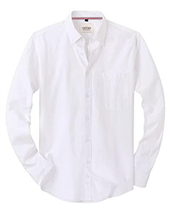 J.VER Men's White Oxford Shirt Long Sleeve Regular Fit Casual Plain Button Down Smart Dress Shirts for Men Adult with Pocket XXL